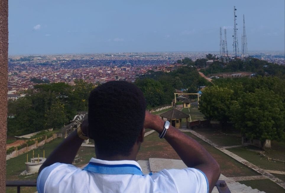 TLGM viewing the ancient city from the top of the Bower Tower